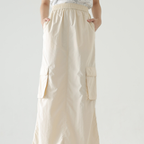 Butterish Delft Maxi Cargo Skirt