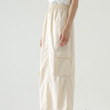 Butterish Delft Maxi Cargo Skirt