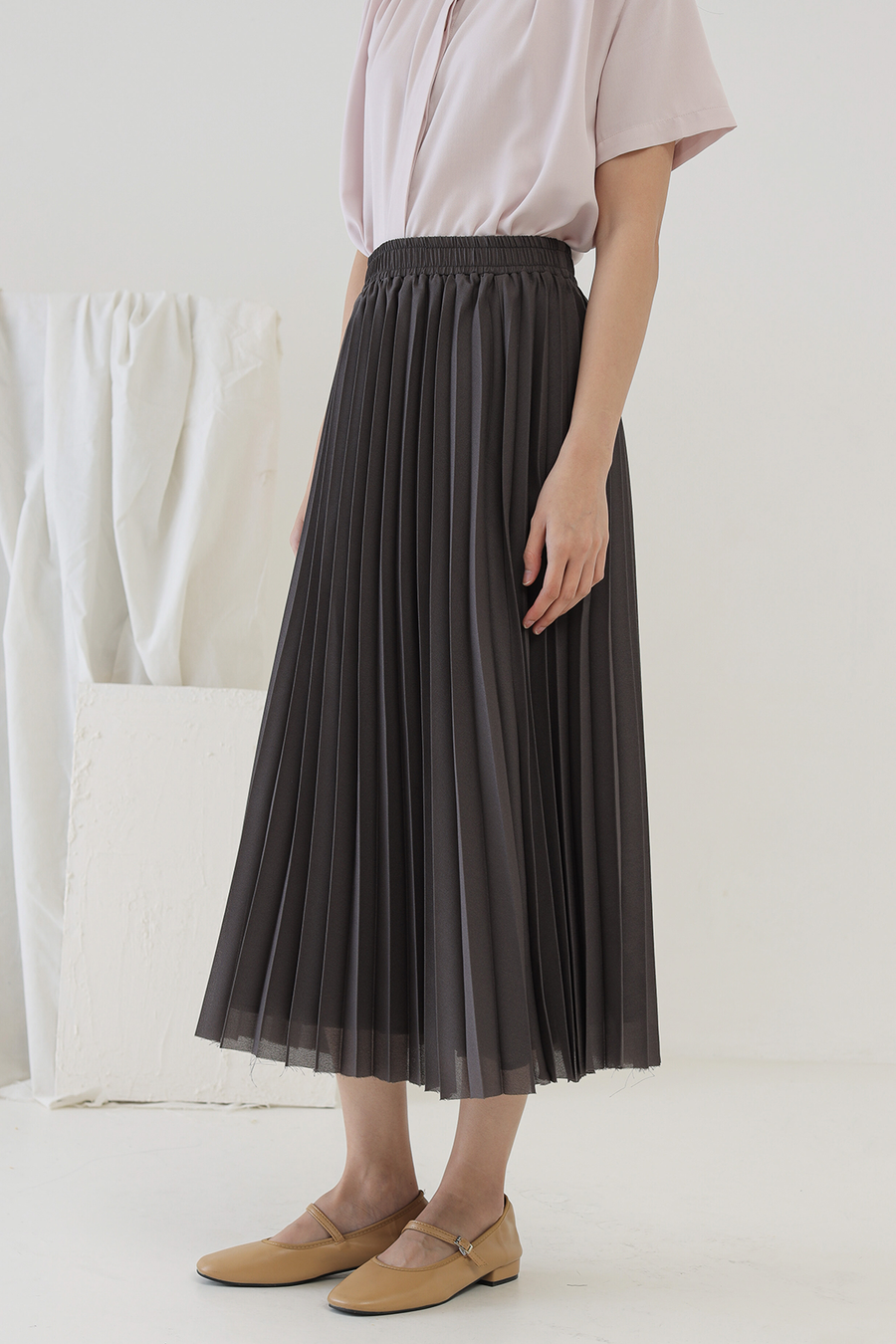 Granite Grey Slate Pleated Skirt