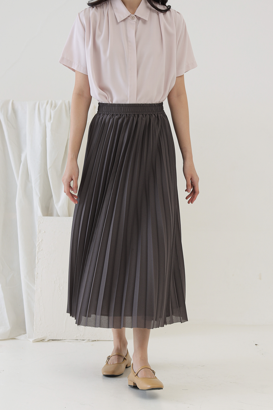 Granite Grey Slate Pleated Skirt