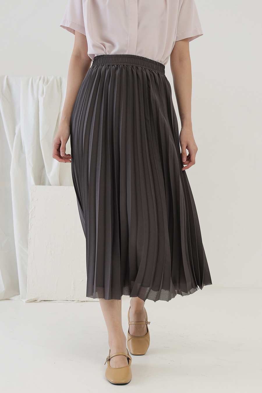 Granite Grey Slate Pleated Skirt