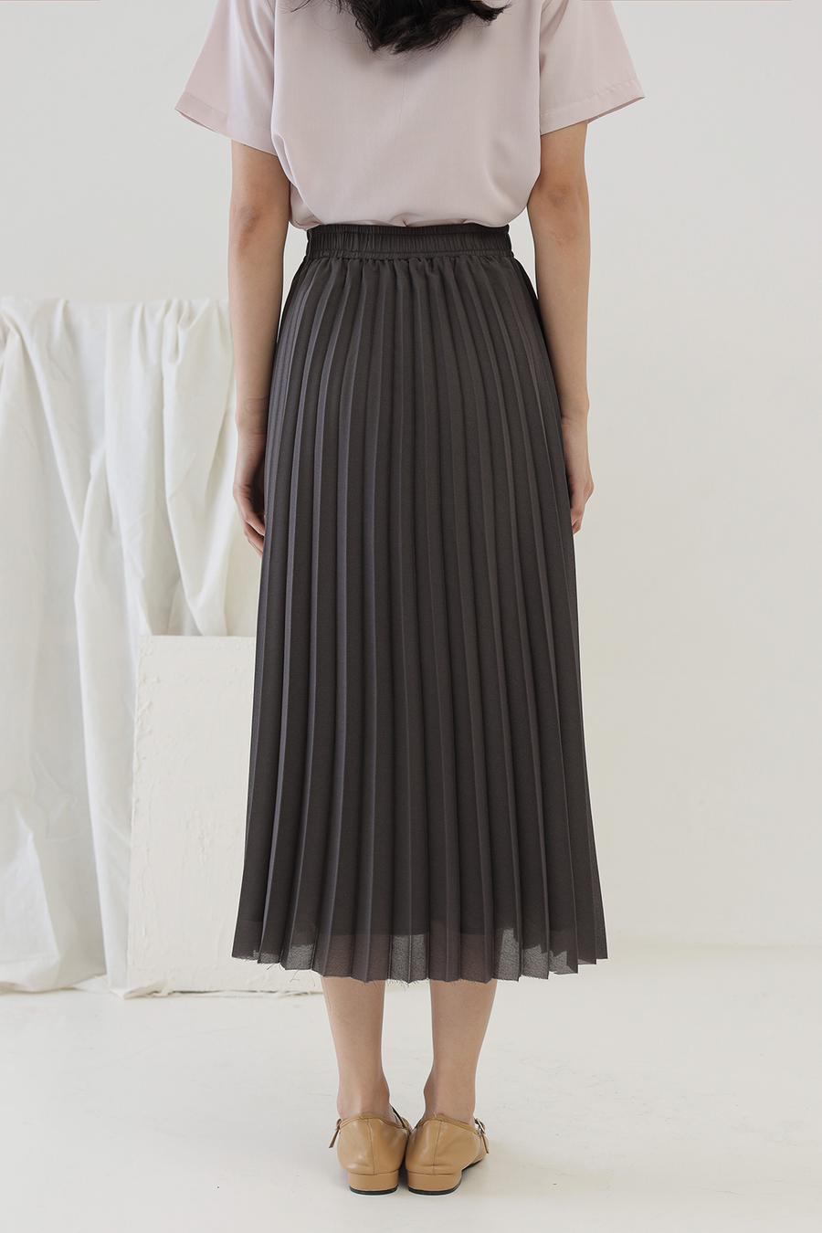 Granite Grey Slate Pleated Skirt