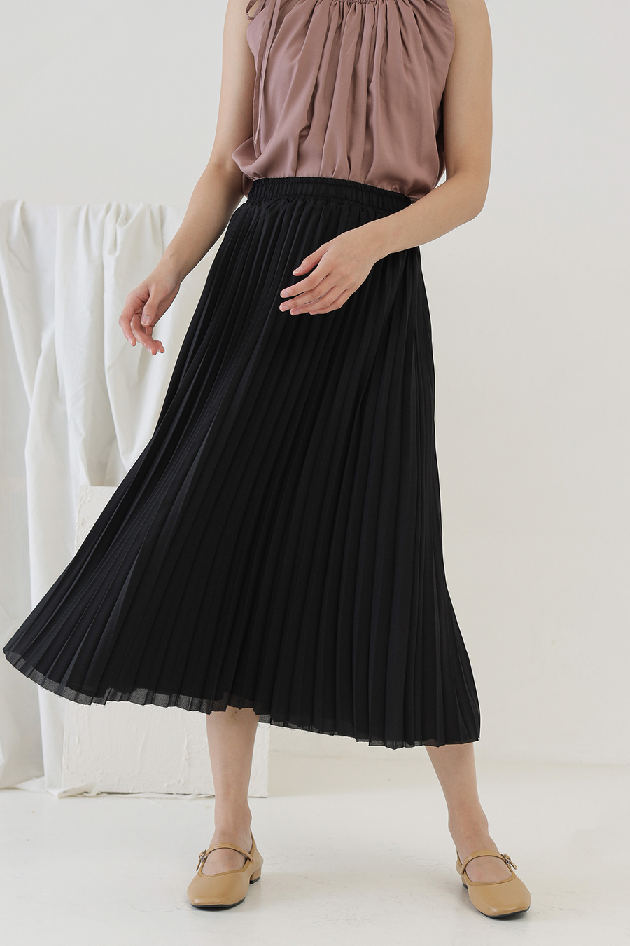 Black Slate Pleated Skirt