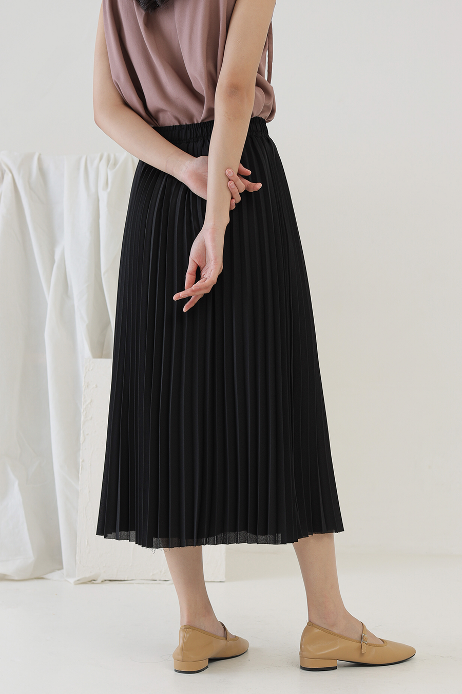 Black Slate Pleated Skirt