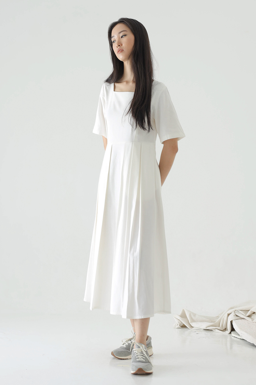 Offwhite Plica Dress