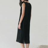 Black Carra Pleated Dress