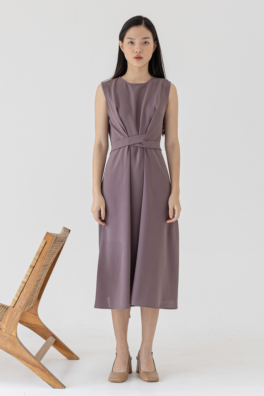 Dusty Plum Laid Dress Sleevless