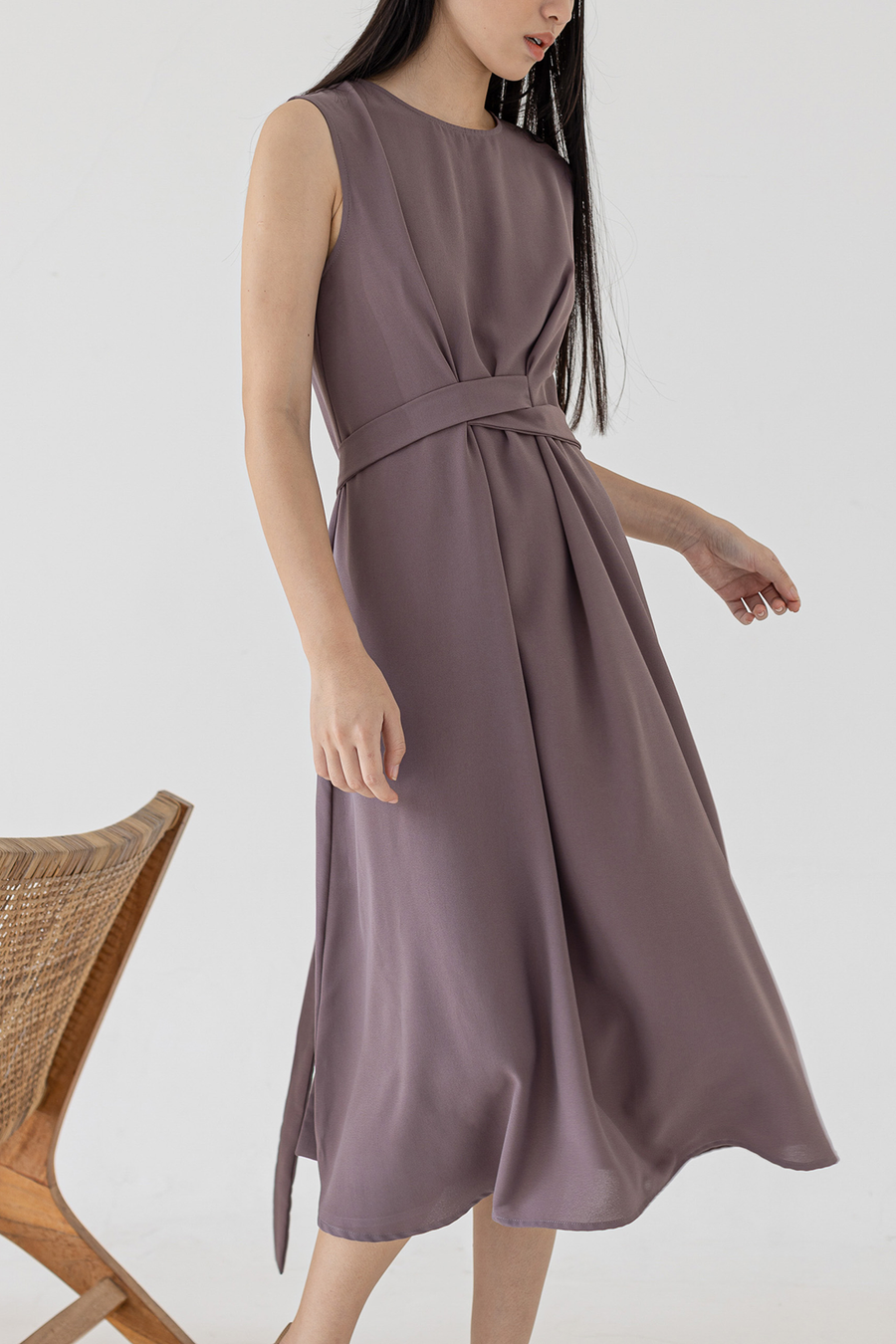 Dusty Plum Laid Dress Sleevless